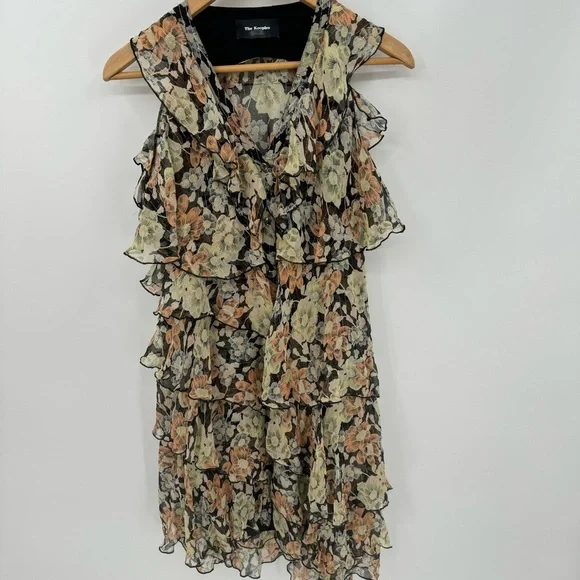 THE KOOPLES Anthropologie Wanted Silk Floral Print Ruffle Dress - Picture 9 of 16